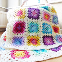 2013-10-09 Rainbow Granny Square Blanket 2