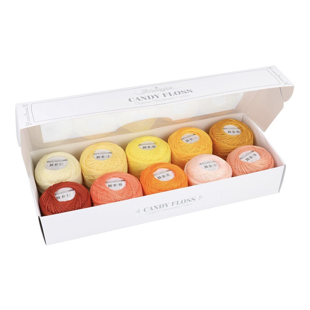Scheepjes Candy Floss Pack Colore Passionfruit - 10 Gomitoli Da 20g Di Cotone Mercerizzato 100% Per Pizzo E Uncinetto. 155m Per Gom.
